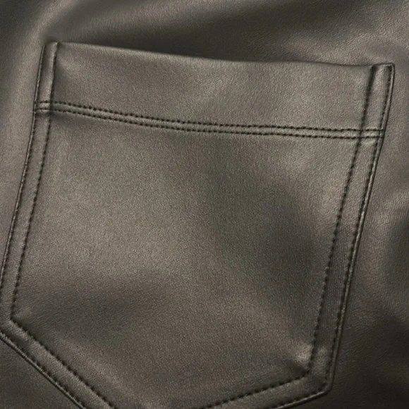 MARELLA Black pants high rise wide trousers vegan leather SZ XXL High Sheen soft